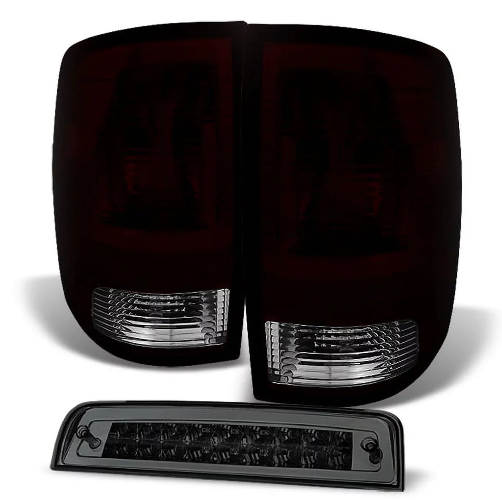 '- For 2009-2018 Dodge Ram 1500 | 10-18 Ram 2500 3500 Red Smoked Taillights + Smoke  3Rd Brake Lamp