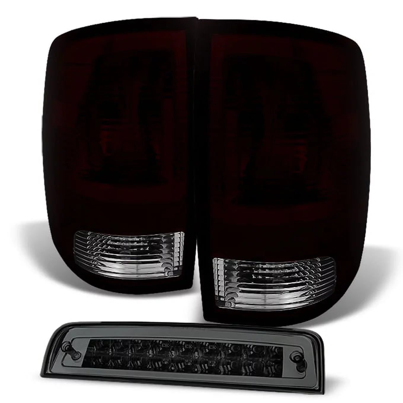'- For 2009-2018 Dodge Ram 1500 | 10-18 Ram 2500 3500 Red Smoked Taillights + Smoke  3Rd Brake Lamp