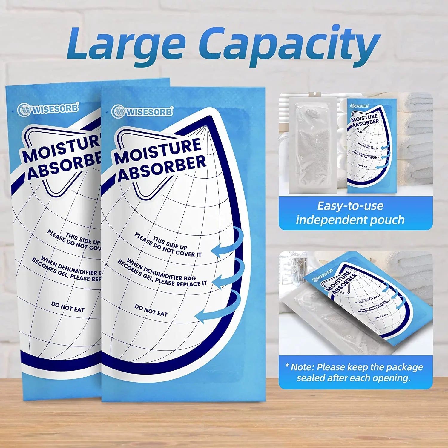 Wisesorb 25 Gram Moisture Absorbers, 30 Packs Dehumidifier Bags for Bathrooms, Basements, Rvs, Tyvek Packing Premium White Granule Humidity Packets Perfect for Closet