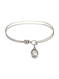 6 1/4 inch Oval Eye Hook Bangle Bracelet w/ St. Maria Bertilla Boscardin in Sterling Silver