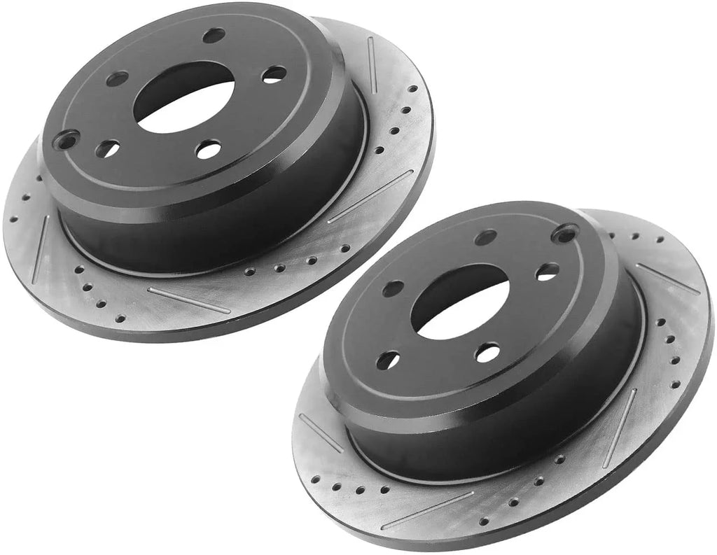 Afa Motors Rear Brake Rotors 262mm Drilled & Slotted Brake Rotor Compatible with Chrysler 200 Sebring, Dodge Avenger Caliber, Jeep Compass Patriot, Mitsubishi Lancer