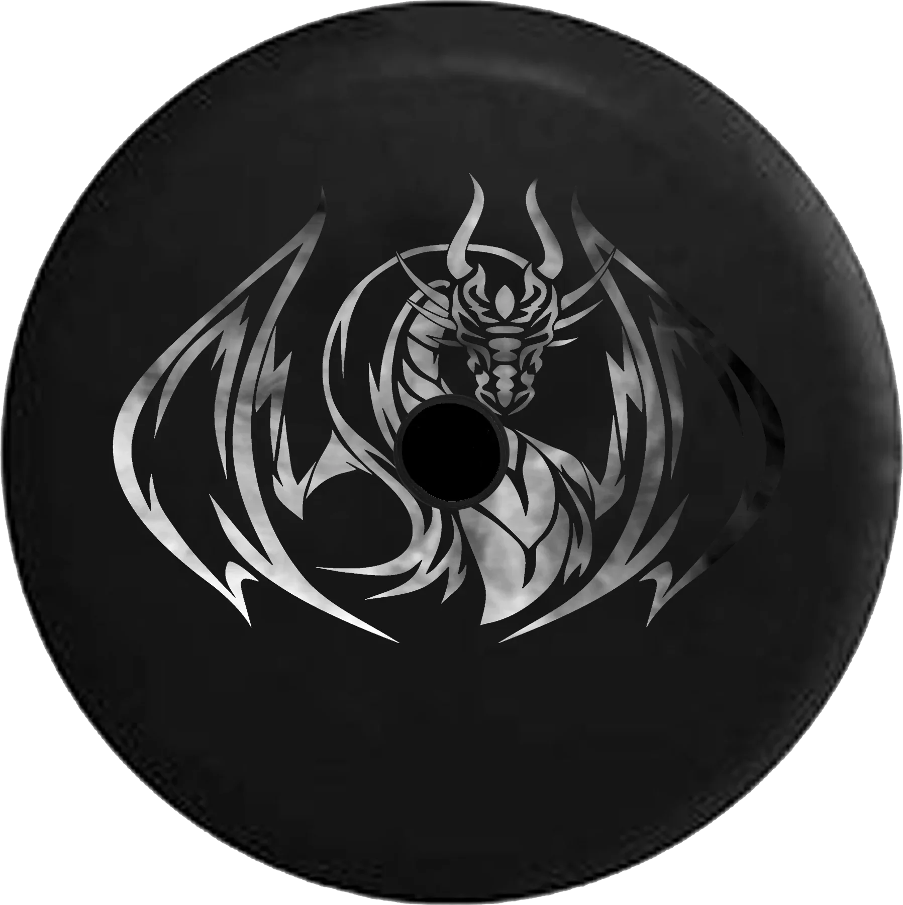 2018 2019 Wrangler  Backup Camera Dark Silver Smoke Tribal Dragon Spare Tire Cover for Jeep  32 Inch