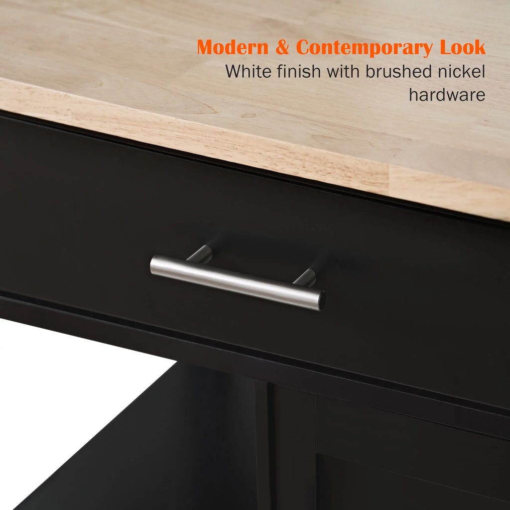 SogesPower 36"Height Multi-Purpose Kitchen Island with Hidden Cabinet- Black