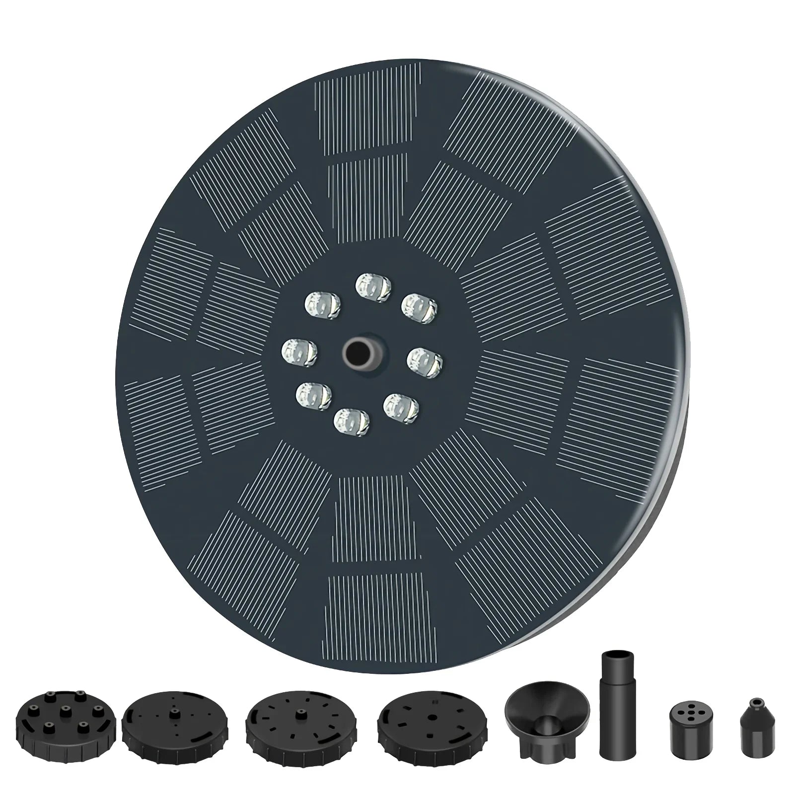 Shinysix Solar Fountain Pump 3W, Bird Bath Fountain with 7 Spray Patterns for Garden Pond Pool