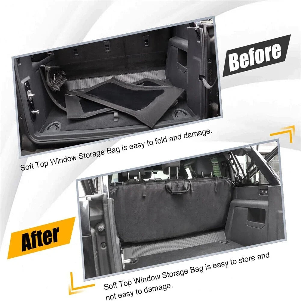 2021-2023 For Bronco 4 Door Soft Top Window Storage Bag Organizer Portable Black