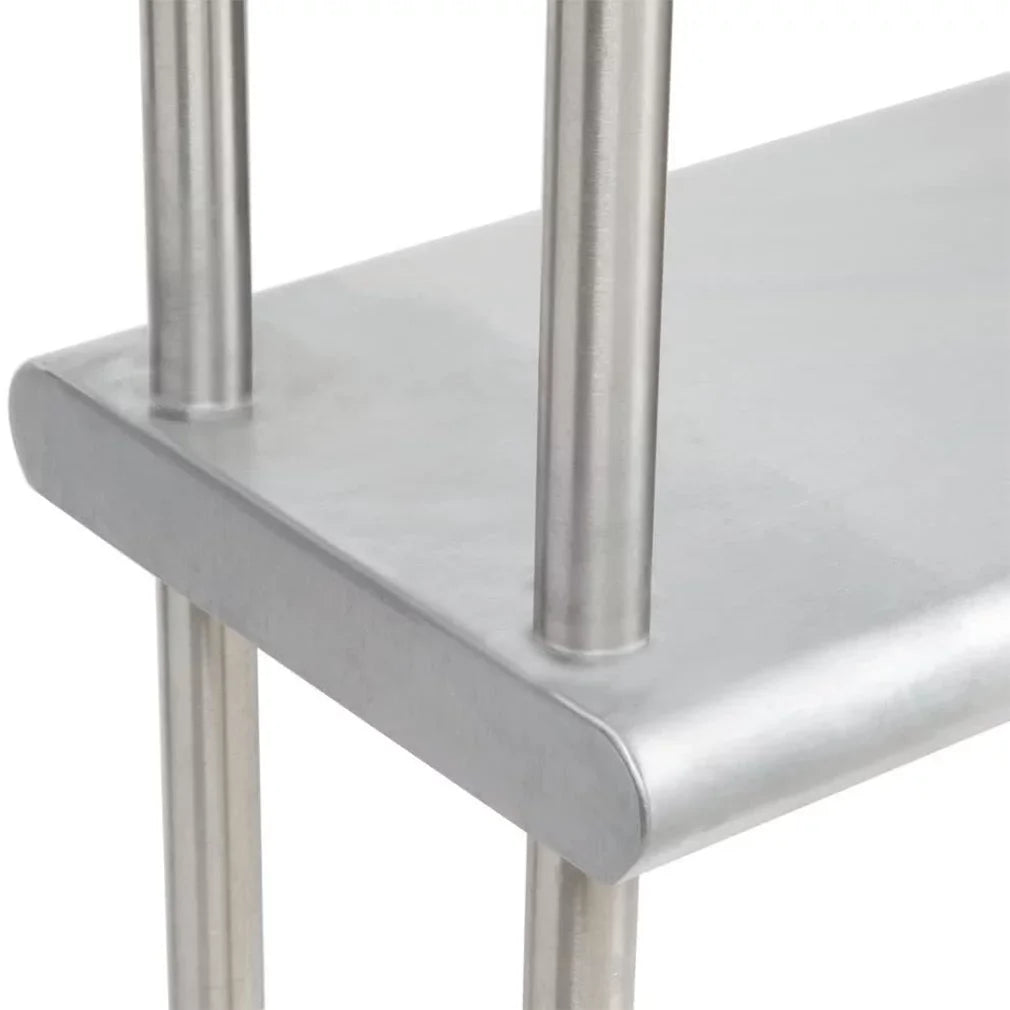 30" x 48" Stainless Steel Work Table With Two Shelves | 12" Wide Double Tier Overshelf | Metal Kitchen Prep Table & Shelving Combo