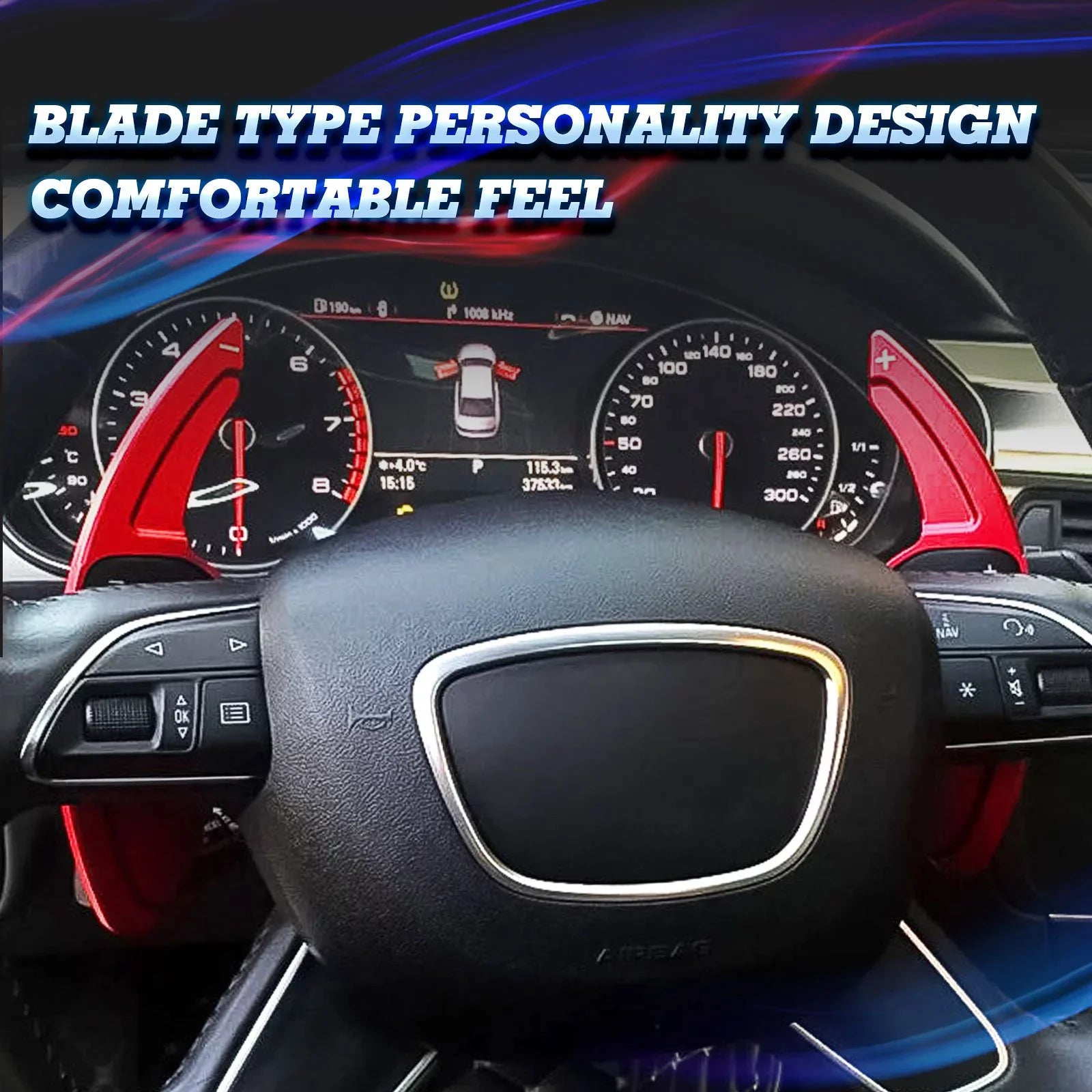 Xotic Tech Steering Wheel Paddle Shifter Cover Trim,  Aluminum Alloy, Compatible With Audi                   (Red)