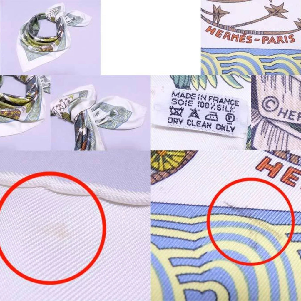 Pre-Owned Hermes  scarf Carre 90 silk white x multicolor ladies (Good)