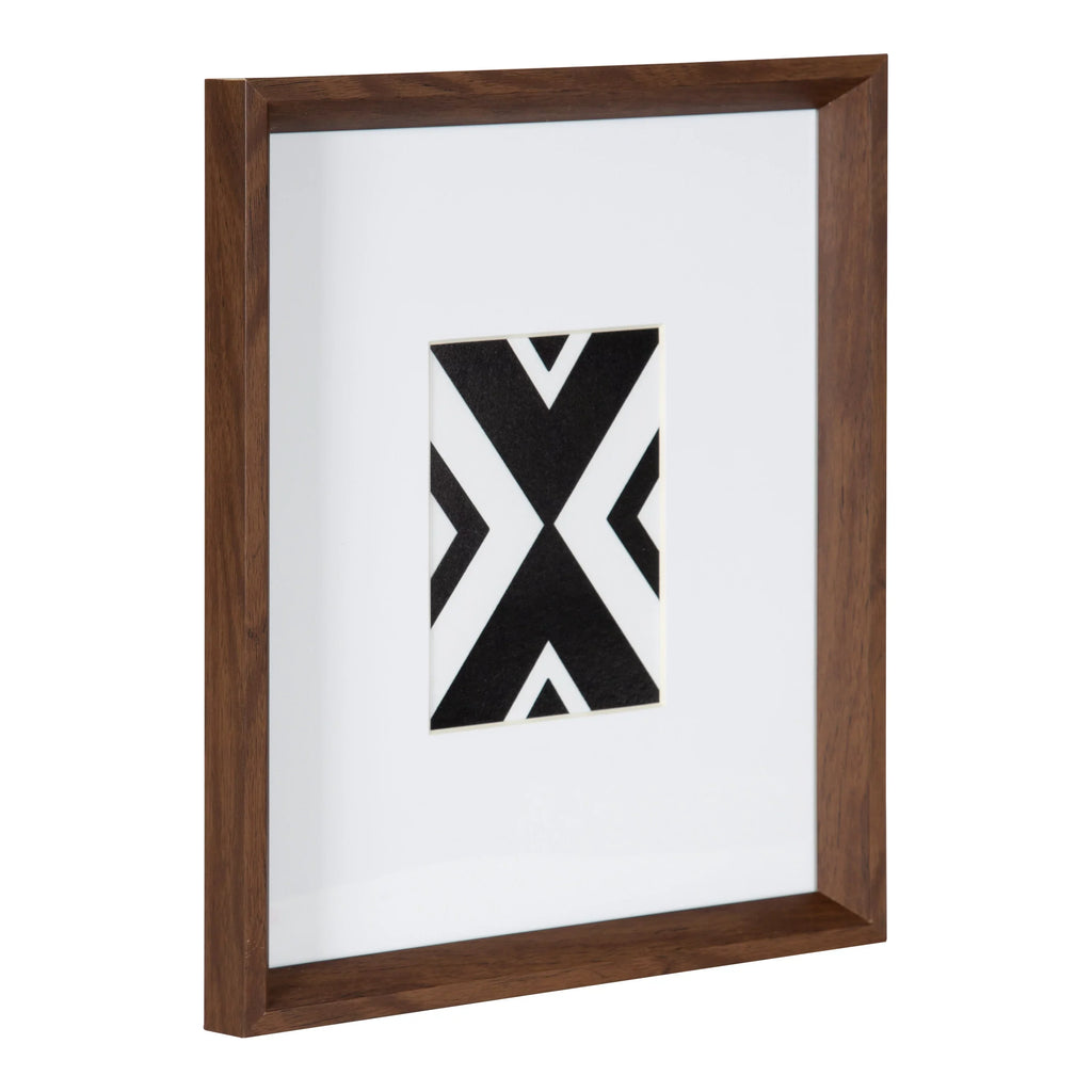 Kate and Laurel Calder Modern Framed Abstract Art Prints, Set of 6, Walnut Brown, Mid-Century Wall Decor for Display