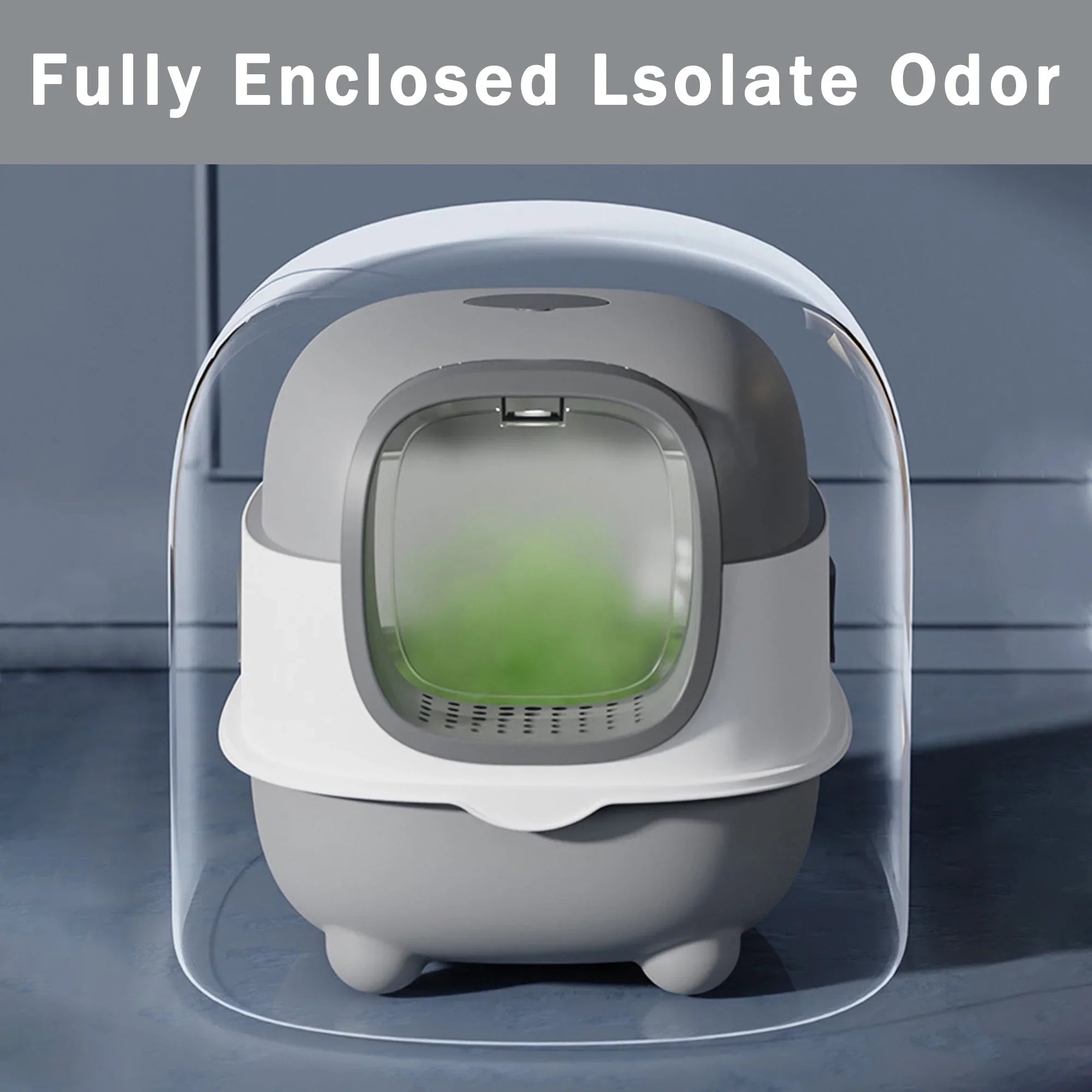 Large Cat Litter Box,Pets Enclosed Cat Litter Boxes,Odor Control,Jumbo Hooded,Gray,Door Isolate Smelly