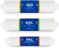 countertop reverse osmosis system replacement filter set  3 inline filters  1?4” quick connect filter cartridges - sediment, gac and pac carbon filters  6 month filter set