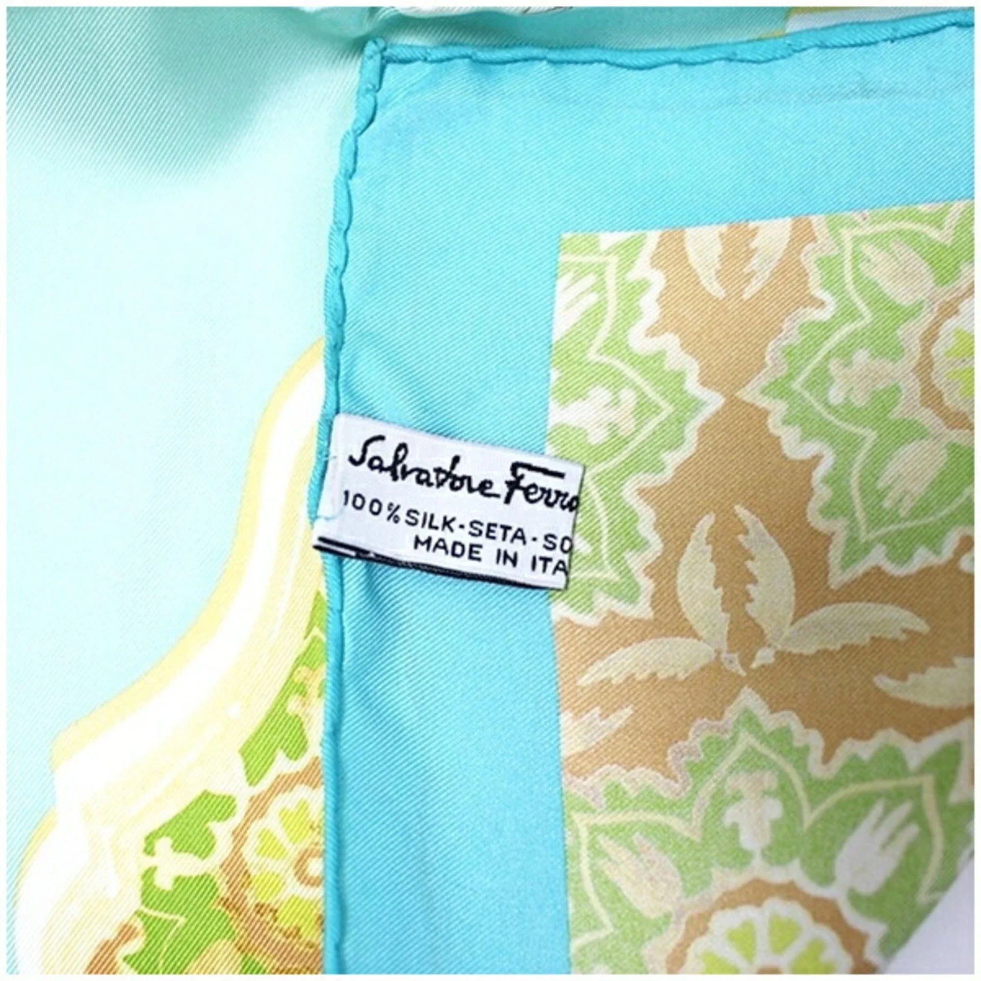 Pre-Owned Salvatore Ferragamo Silk Scarf Muffler Women's Tapestry (Like New)