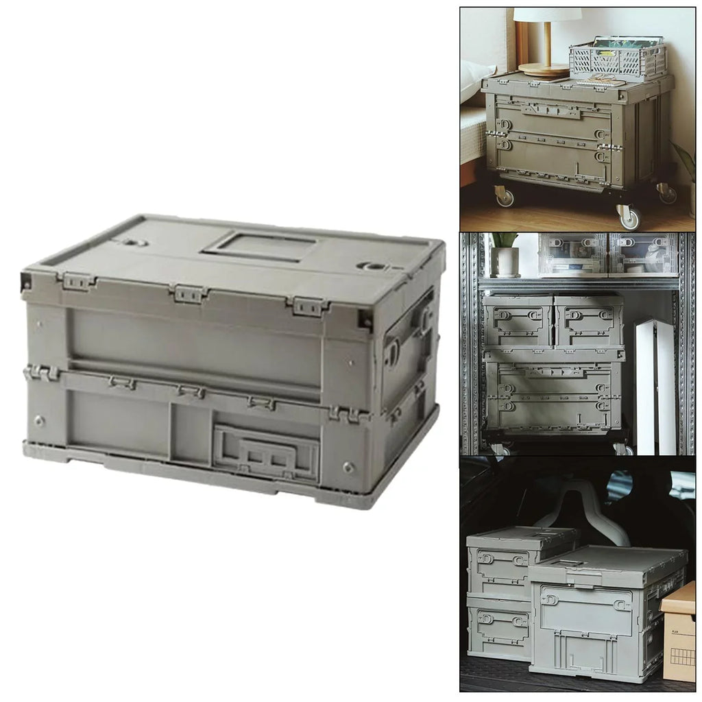 Storage Box Versatile Storage Bins Collapsible Crate Trunk Organizers Multifunctional Storage Containers Gray Green, 41x29.5x22cm