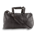Dark Brown Leather Zip-Top Duffle Bag with Adjustable Strap
