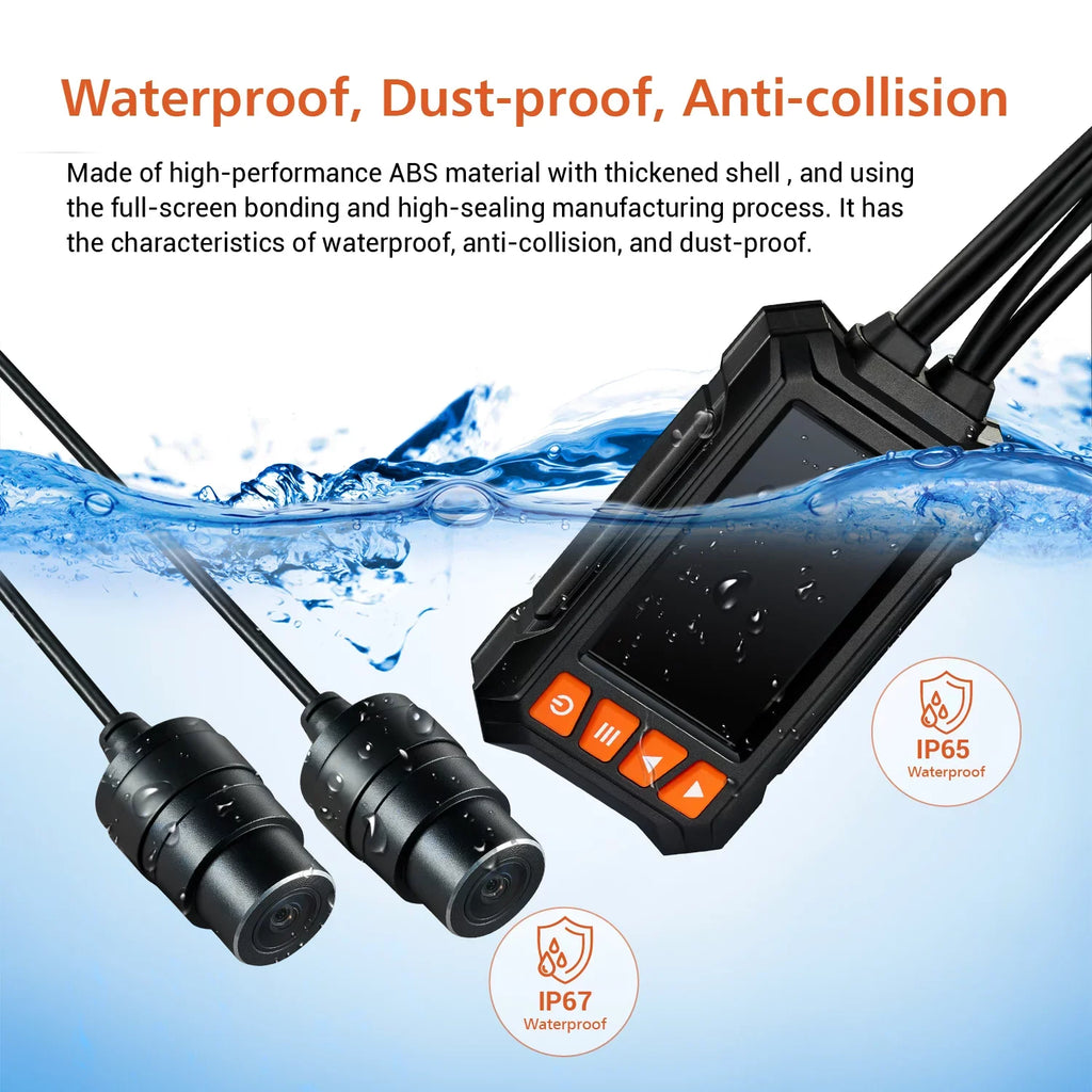 Dual 2K 30fps/1080P 60fps Motorcycle Camera, All Waterproof Dash Cam 3''  Front and Rear 150° Wide Angle with Wired Remote, Wi-Fi, ,  and Race Mode, Max up to 256GB