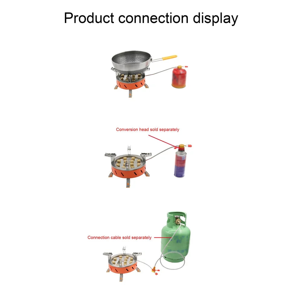 12-Core Camping Stove, Windproof and High-Power Gases Stove - Outdoor Furnace for Camping
