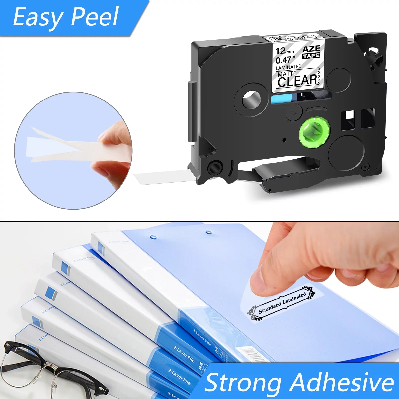 50PK Compatible for Brother -touch Black on Matte Clear 12mm 0.47" TZe- -  TZeM31 Laminated Label Tape