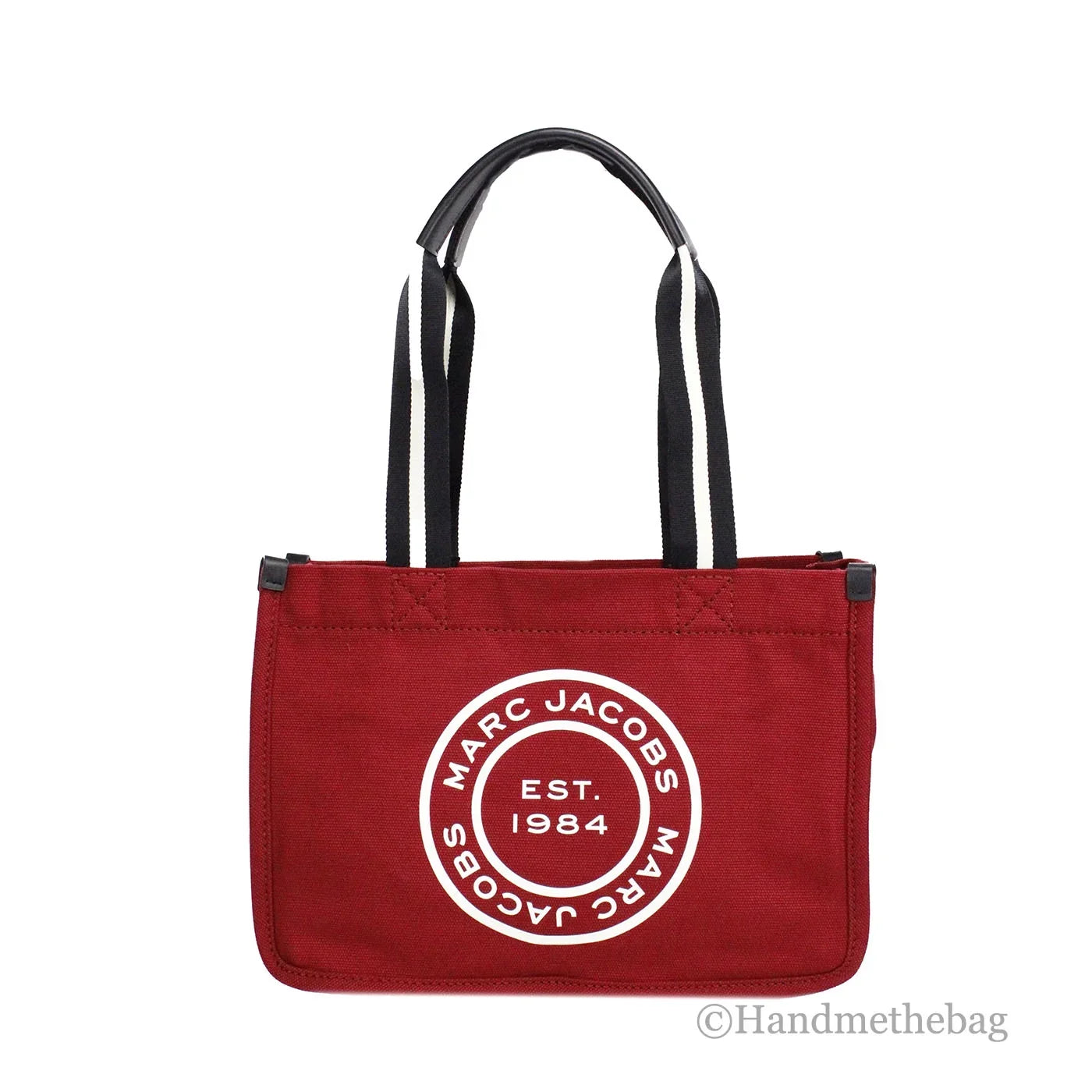 Marc Jacobs Medium Savvy Red Canvas Fabric Shoulder Convertible Tote Purse Bag