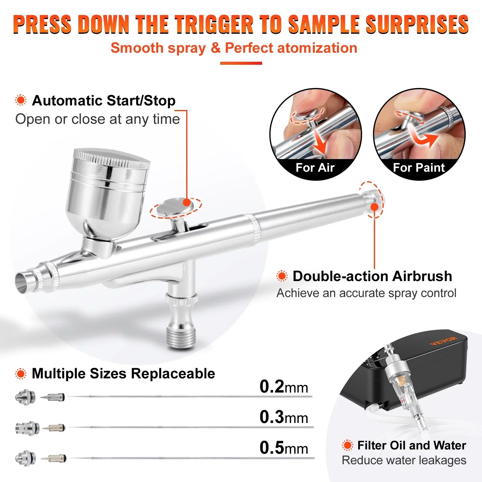 Airbrush Kit, Portable Airbrush Set with Compressor, Airbrushing System Kit w/ Multi-purpose Dual-action Gravity Feed Airbrushes, Art Nail Cookie Tattoo Makeup