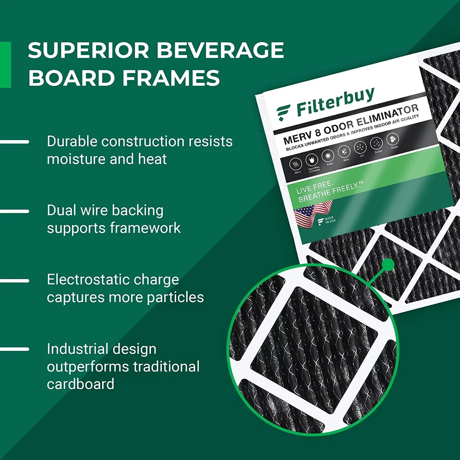 Filterbuy 17x25x1  8 Odor Eliminator Pleated   Furnace Air Filters with Activated Carbon (12-Pack)