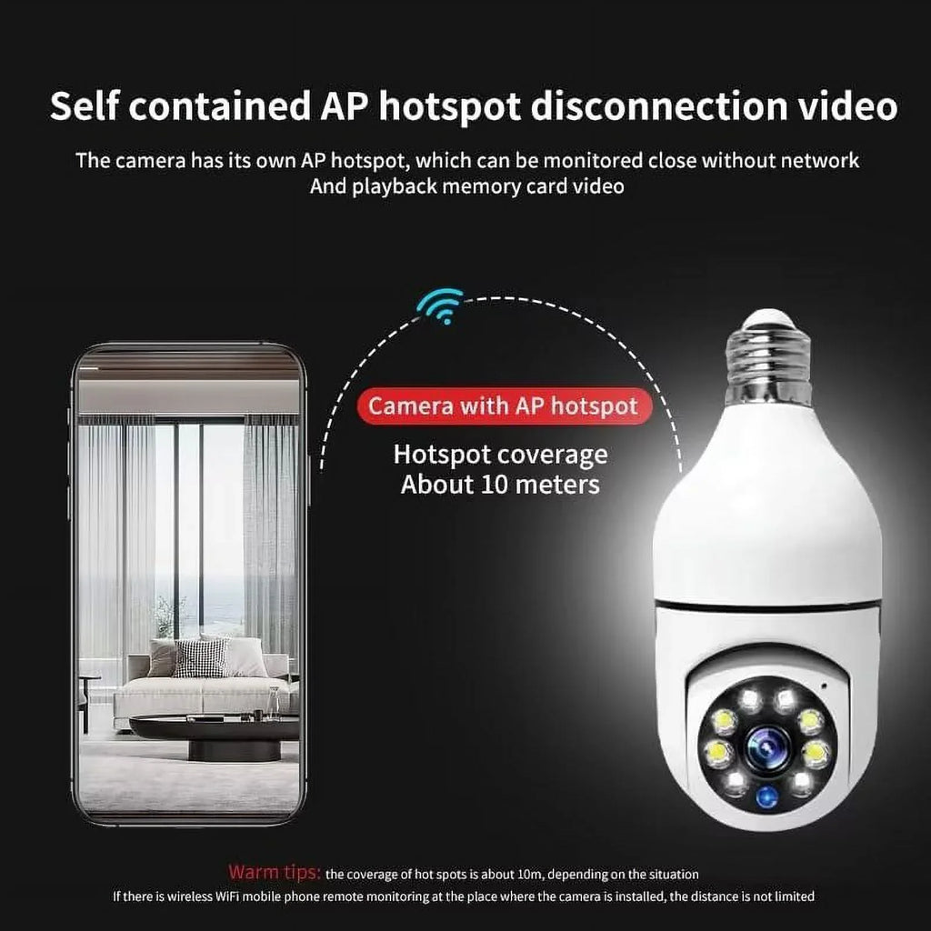 2Pack  Socket Light Bulb Camera Wireless Wi-Fi 2.4Ghz &5Ghz 360° Motion Detector Surveillance Camera Two Way Talk/Night Vision/Light Bulb Camera