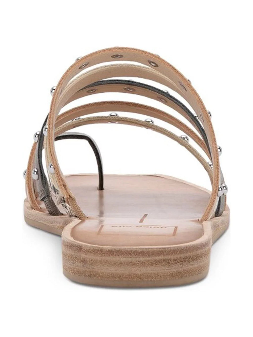 Womens Beige Snake Toe-Loop Strappy Studded Kaylee Square Toe Wedge Slip On Slide Sandals Shoes 6.5
