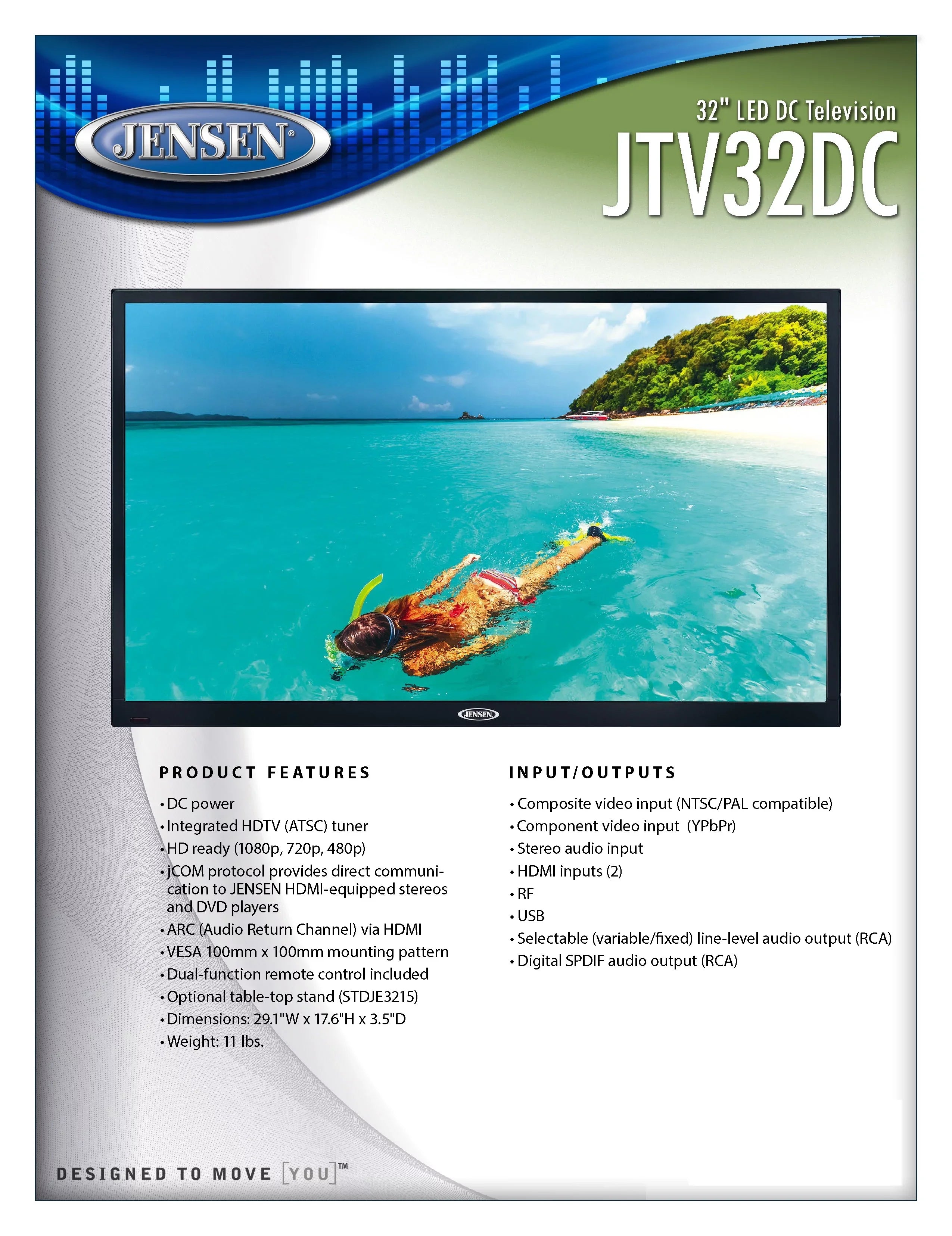 Ready 32" Inch   with Integrated  () Tuner,  ready (1080p, 720p, 480p), 12V , specially built for Boats, Yacht,  Recreational Vehicle, Trailer, Camper, Motor Home