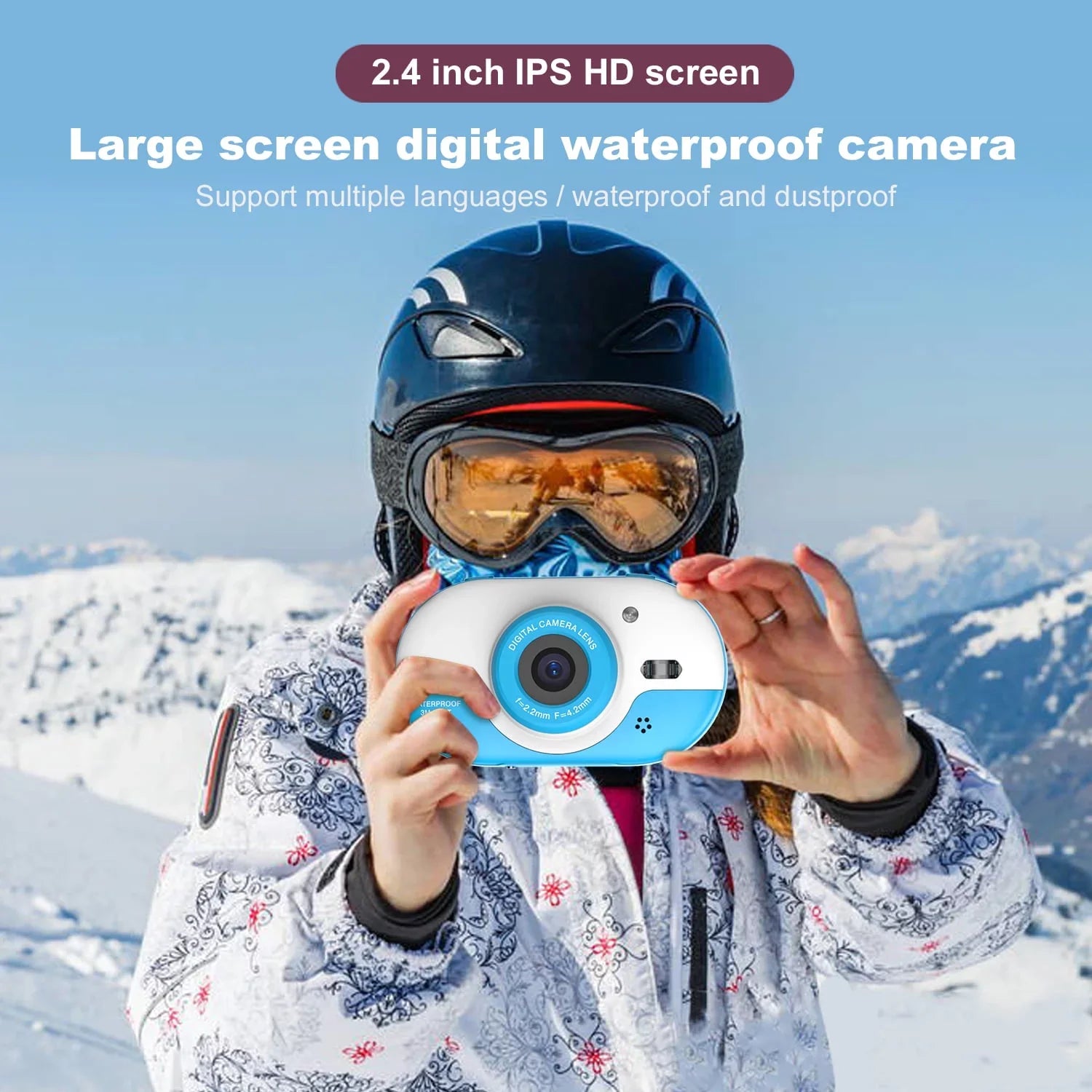Anself 8MP Digital Waterproof with Front and Rear Dual Cameras 2.4 Inch   Screen One-click PhotoVideo Self-timer for 5s
