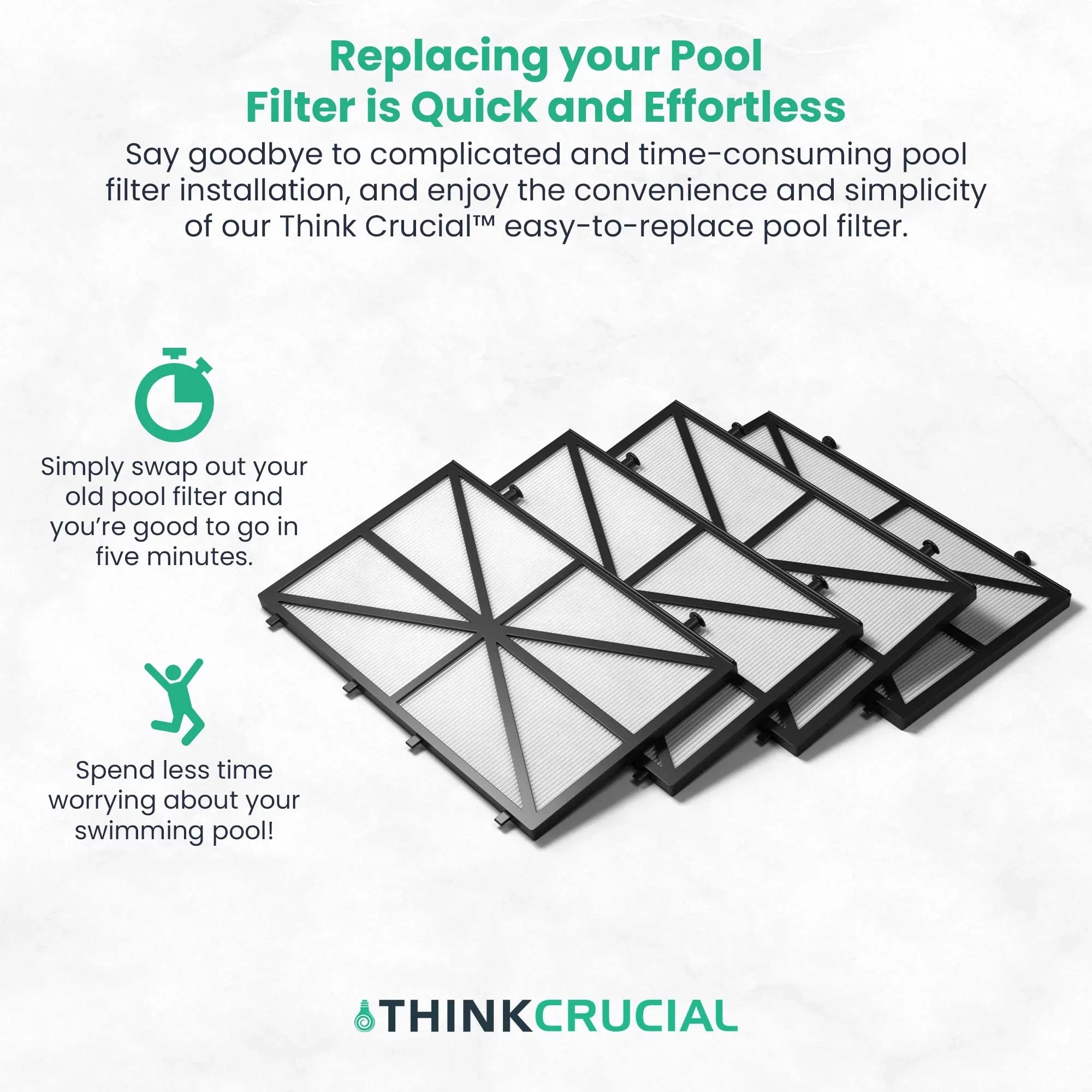 Think Crucial Replacement Ultra Fine Filters Compatible with Maytronics Dolphin, Nautilus  Plus, , , , , , Wave 65, Wave 90, Oasis  Models, Part# 9991432- - Large Filter Panels