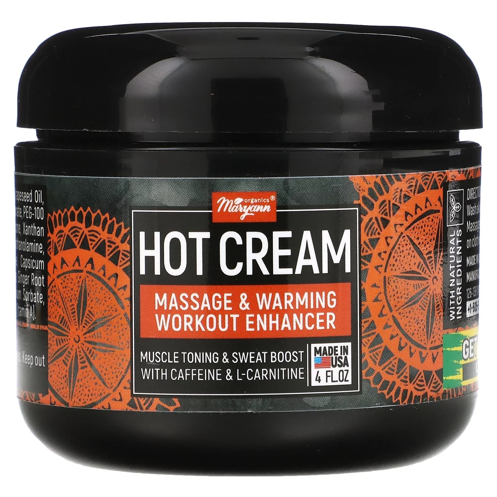 Maryann Organics Hot-Cream, Massage & Warming  Workout Enhancer, 4 fl oz
