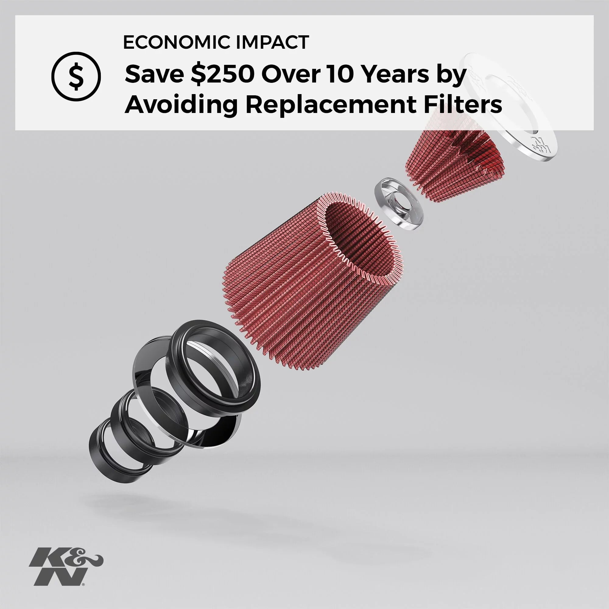 & Universal Clamp-On Air Filter: High Performance, Premium, Washable, Replacement Engine Filter: Flange Diameter: 5 In, Filter Height: 6.5 In, Flange Length: 1 In, Shape: Round Tapered, -1037