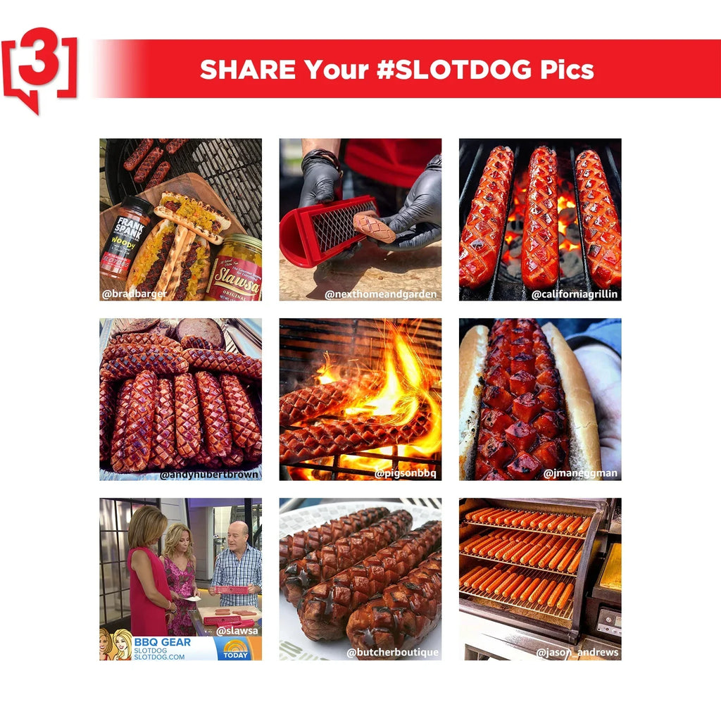 '- Hot Dog Slicing Tool - Stainless Steel Cutter Blades for Kitchen, Grilling, Tailgating, Camping and Backyard Outdoor  - 10 inch - Red