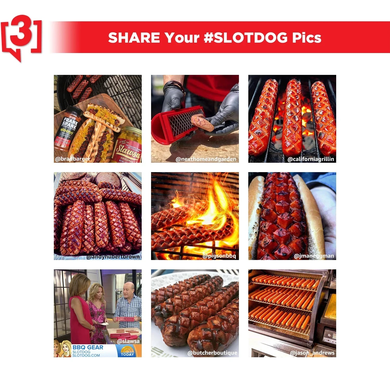 '- Hot Dog Slicing Tool - Stainless Steel Cutter Blades for Kitchen, Grilling, Tailgating, Camping and Backyard Outdoor  - 10 inch - Red