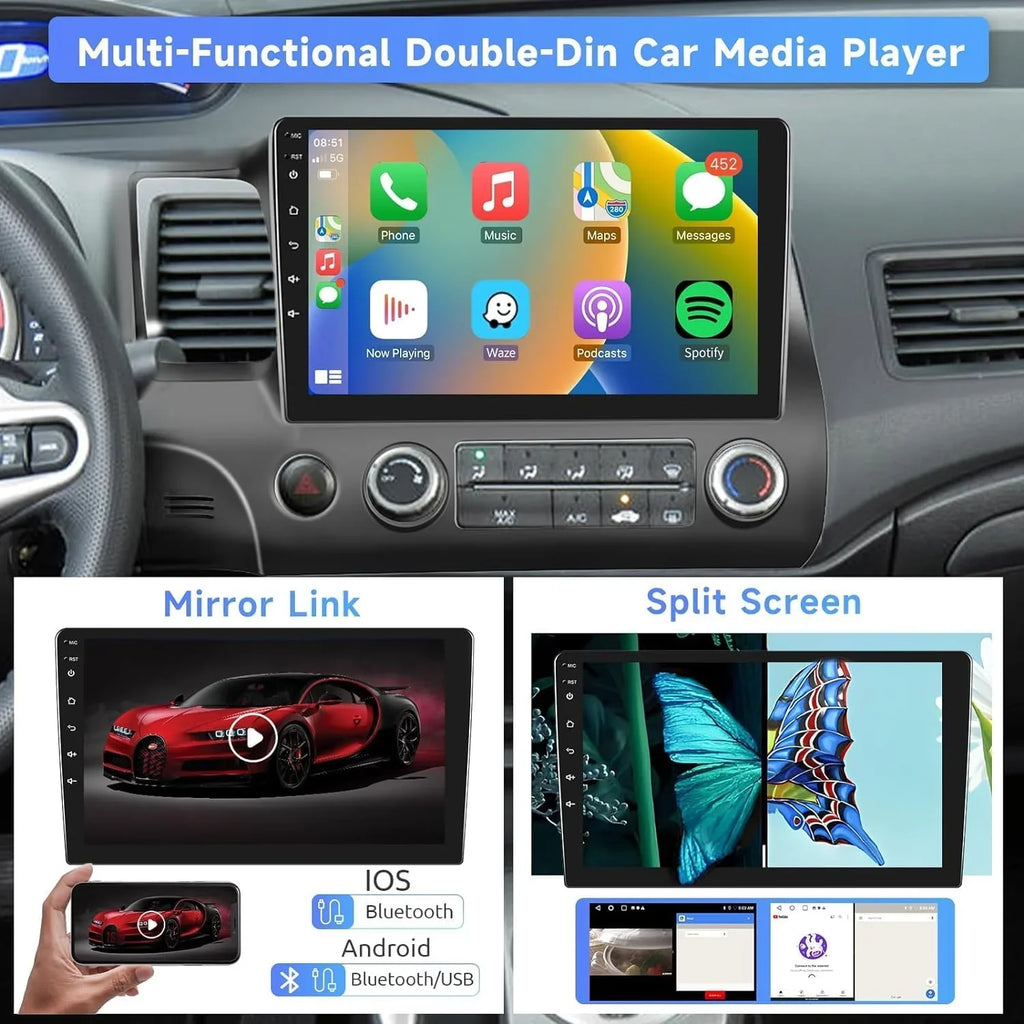 9 inch Car Stereo Radio w/Carplay Android Auto for Mazda -8 2003-2008 Double Din Android 13.0 Touch Screen Car Audio Receiver w/WiFi  Navigation Bluetooth  Backup Camera Mic - 2+32G
