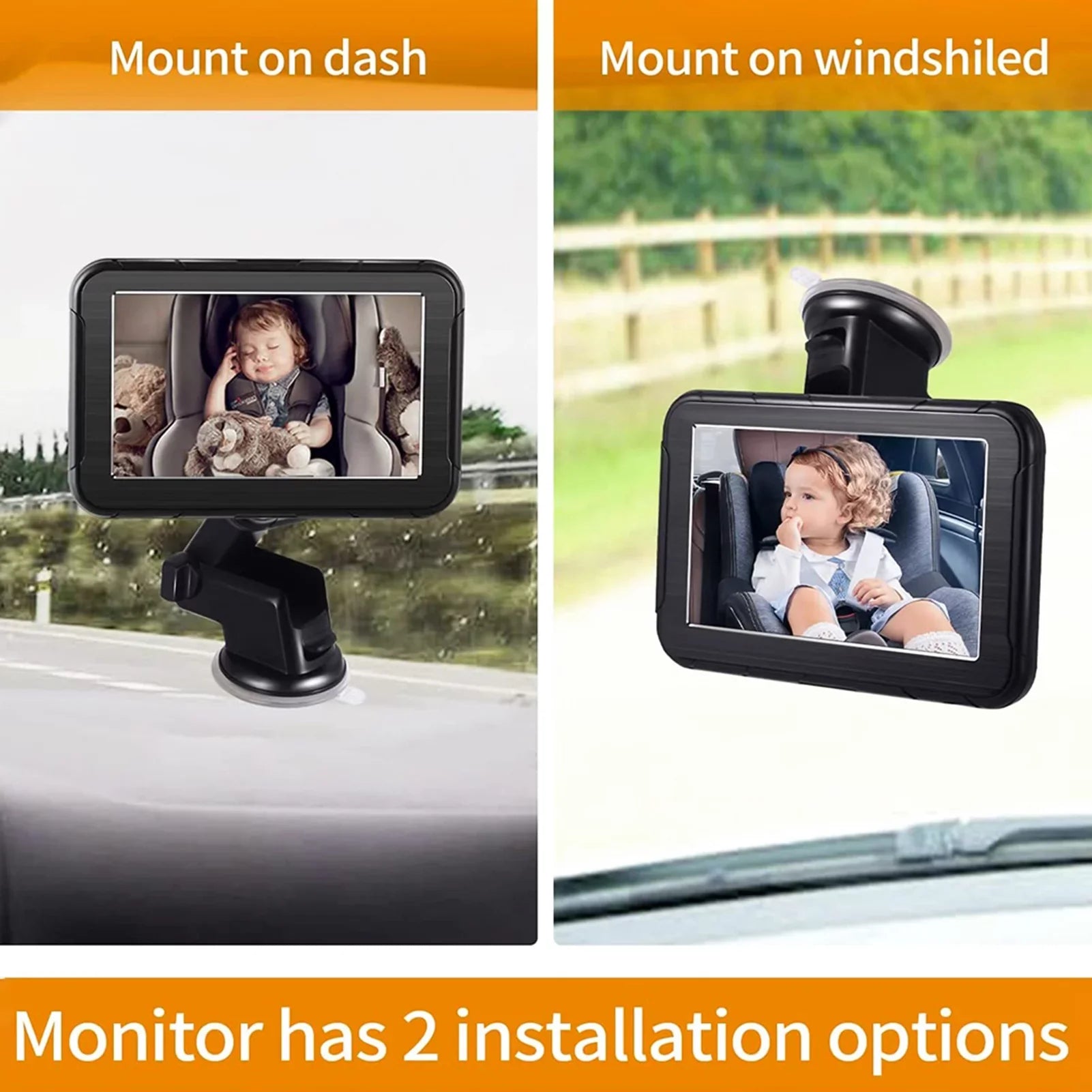 Dcenta Baby Car High Resolution Camera for Rear Facing Seat, 5 Inch Mirror Display, 150° Wide View, Night Vision-Invigilator