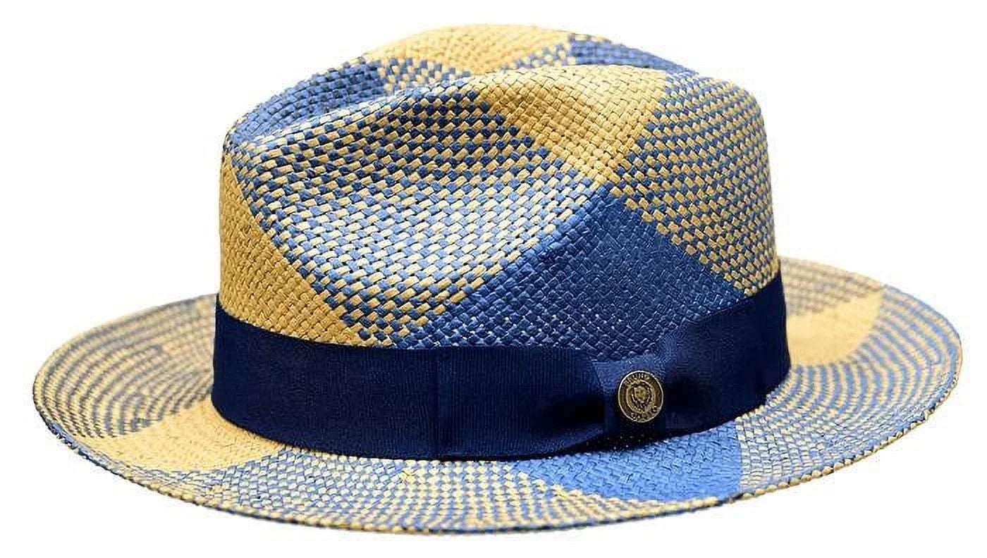 Bruno Capelo Designer Navy Cognac Straw Hat for Men