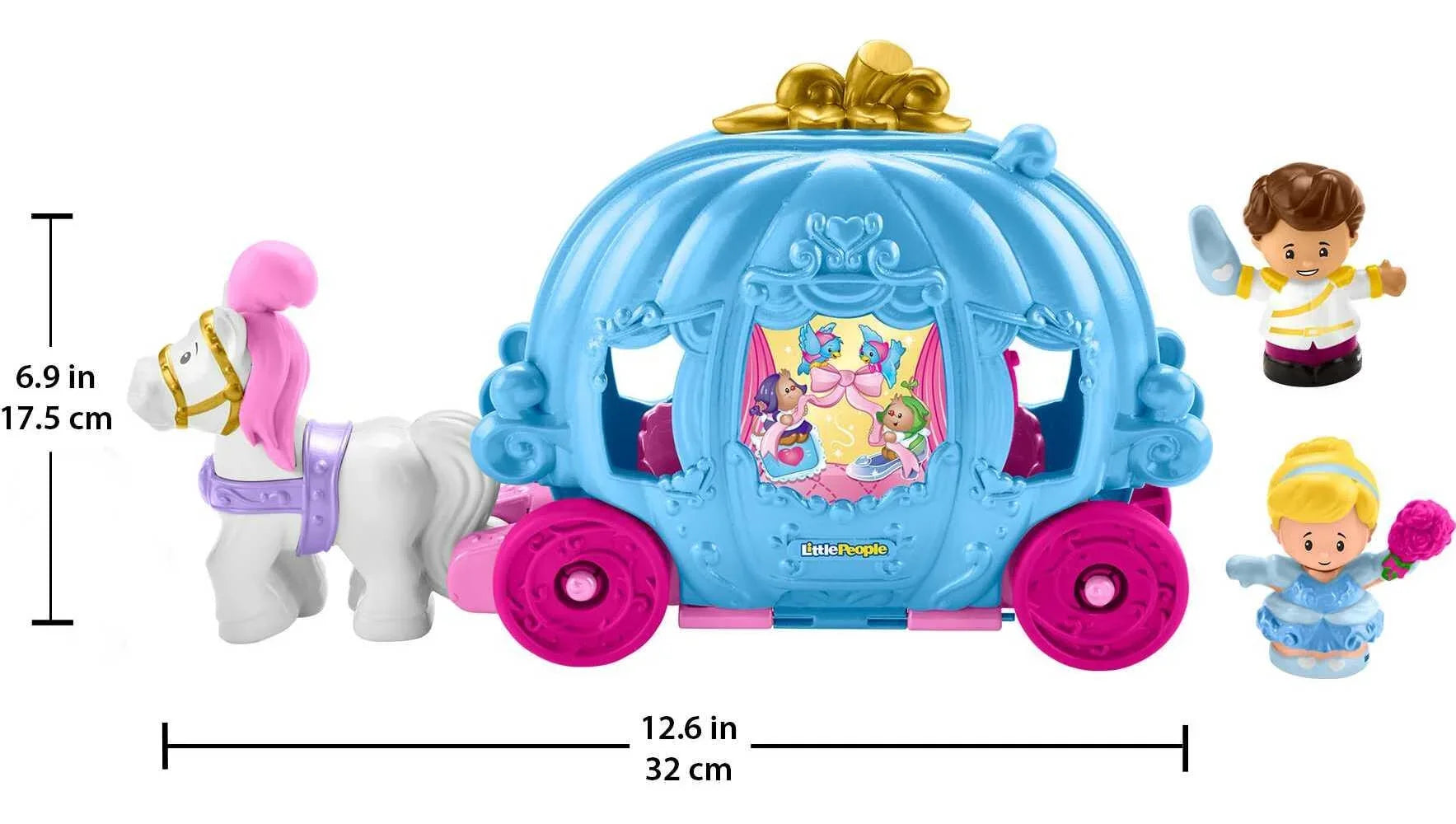 Disney Princess Cinderella’s Dancing Carriage Little People Toddler Playset with Horse & Figures