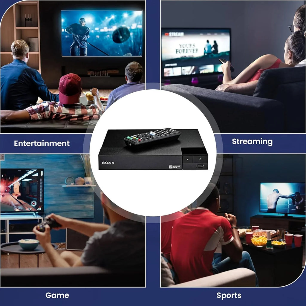 Sony - Blu-Ray Disc Player with Built-in Wi-Fi - Netflix, You Tube + Remote Control + NeeGo High-Speed  Cable /Ethernet NeeGo Lens Cleaner