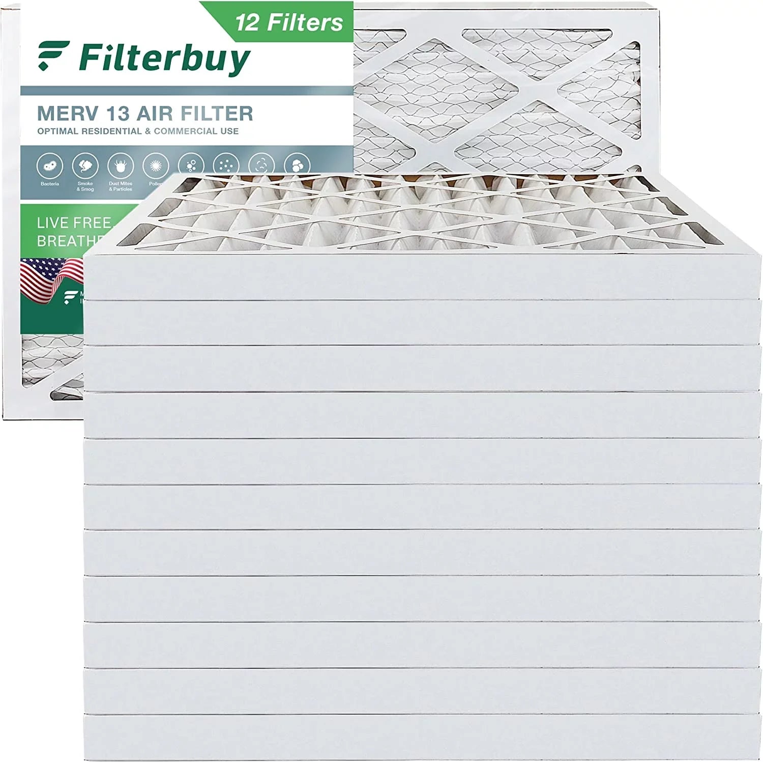 Filterbuy 8x20x2  13 Pleated   Furnace Air Filters (12-Pack)