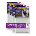 Filtrete 18x30x1 Air Filter,  1500  12, Advanced Allergen Reduction, 4 Filters