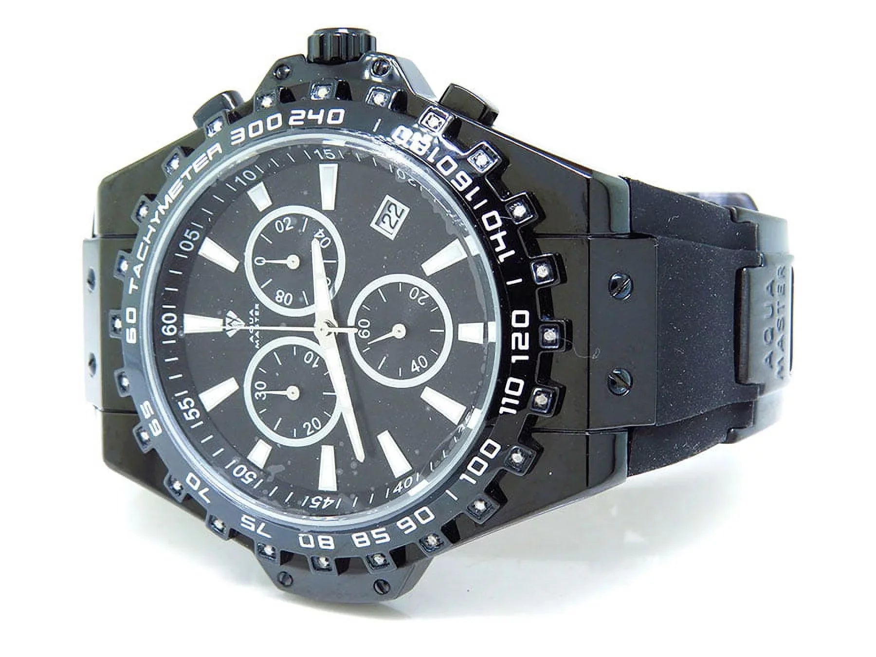 Mens Black Joe Rodeo Jojo 48mm Rubber Band Signature Watch 0.26ct
