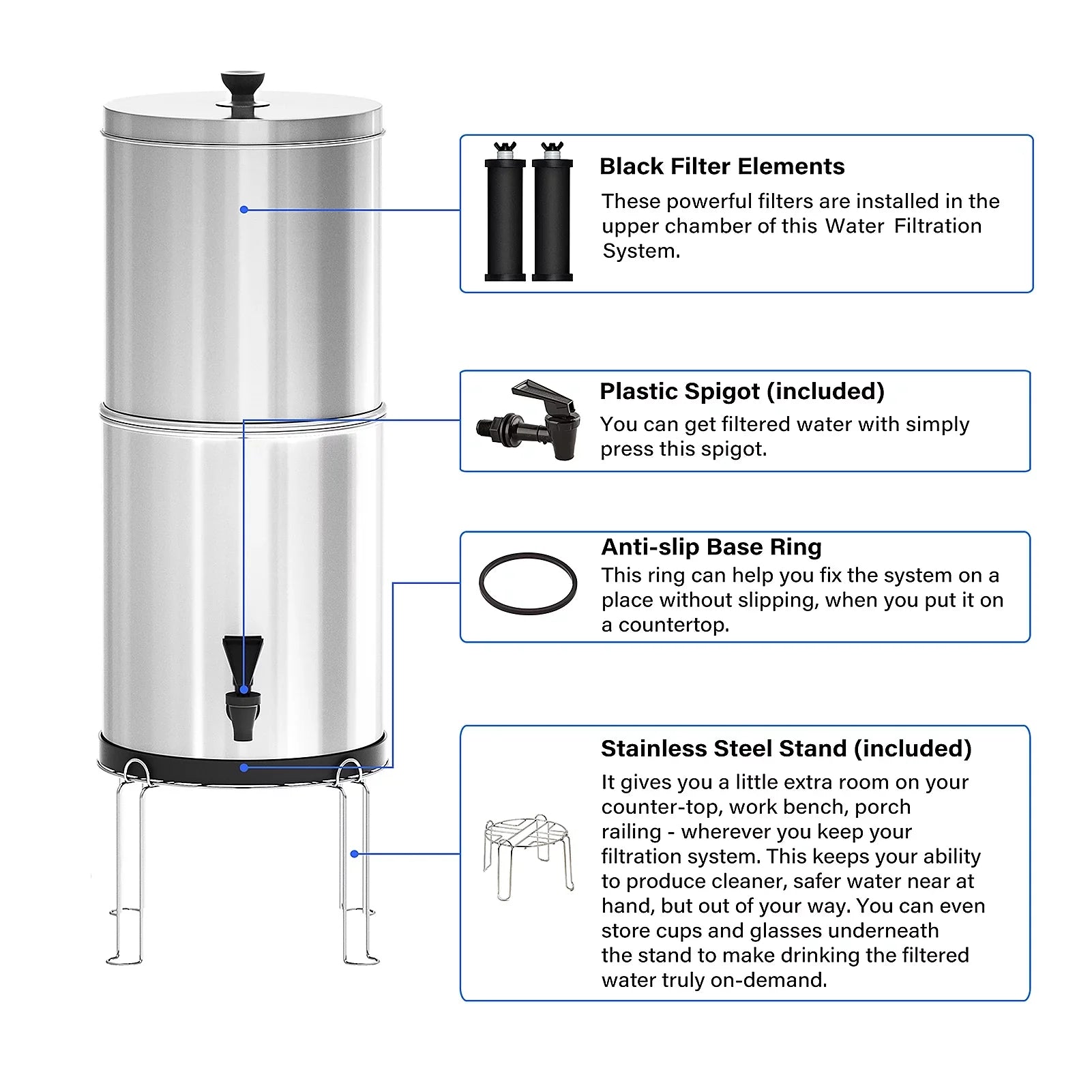 Lixada Gravity Water Filtration Bucket System for Home Camping Hiking Emergency Preparedness