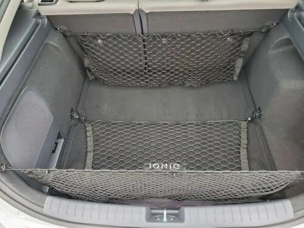 (Qty.3) Trunk Organizer Cargo Nets for   2017-2019 – Floor & 2 Envelope Style Cargo Nets for Hatchback – Premium Mesh Elastic Car Trunk Organizer – Compatible