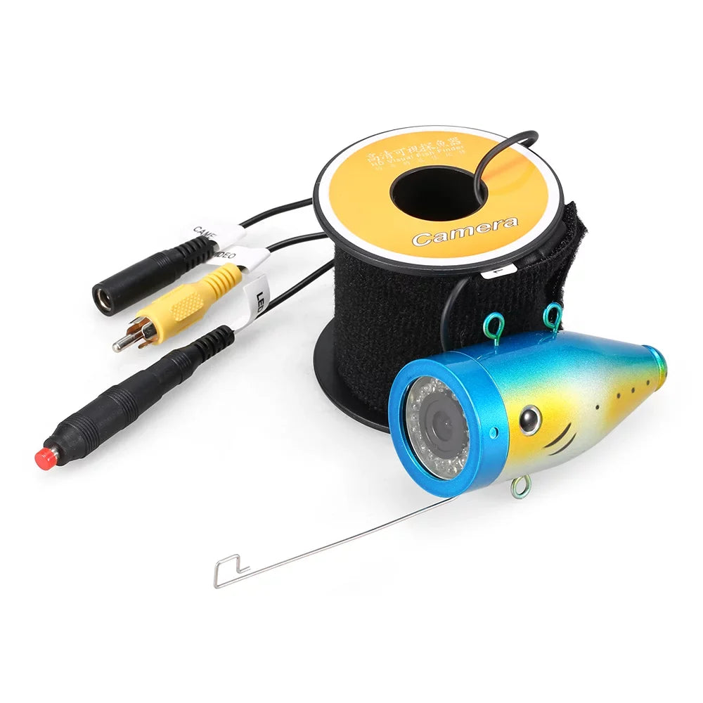 Carevas 1200TVL Underwater Fishing 24 LEDs Night Vision Waterproof Fish Shape Boat Ice Fishing Accessories with 15m30m50m Cable