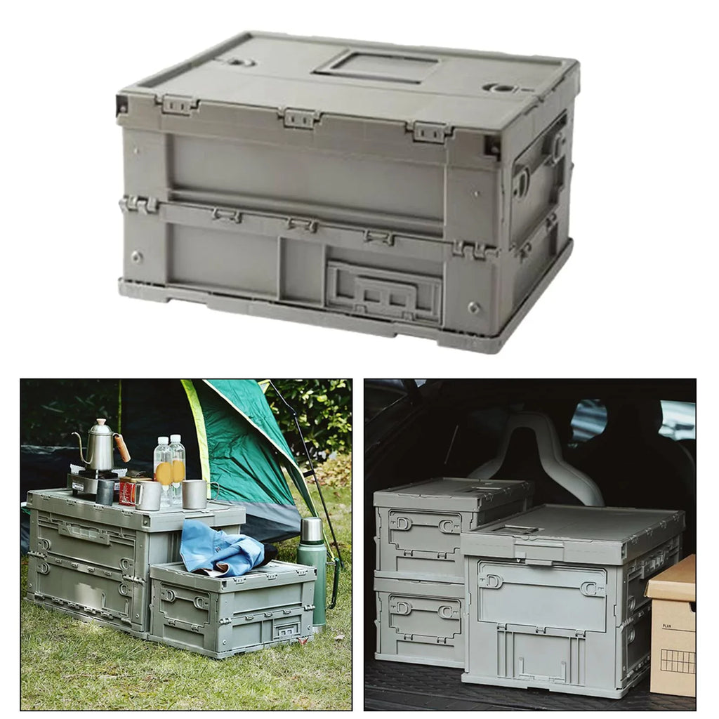 Storage Box Versatile Storage Bins Collapsible Crate Trunk Organizers Multifunctional Storage Containers Gray Green, 41x29.5x22cm