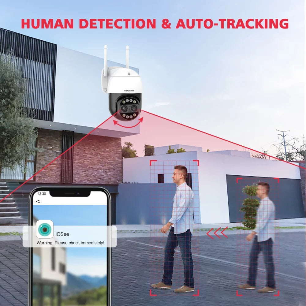 ICSee WiFi  Camera Dual Lens  Wireless Outdoor   Home Security Camera