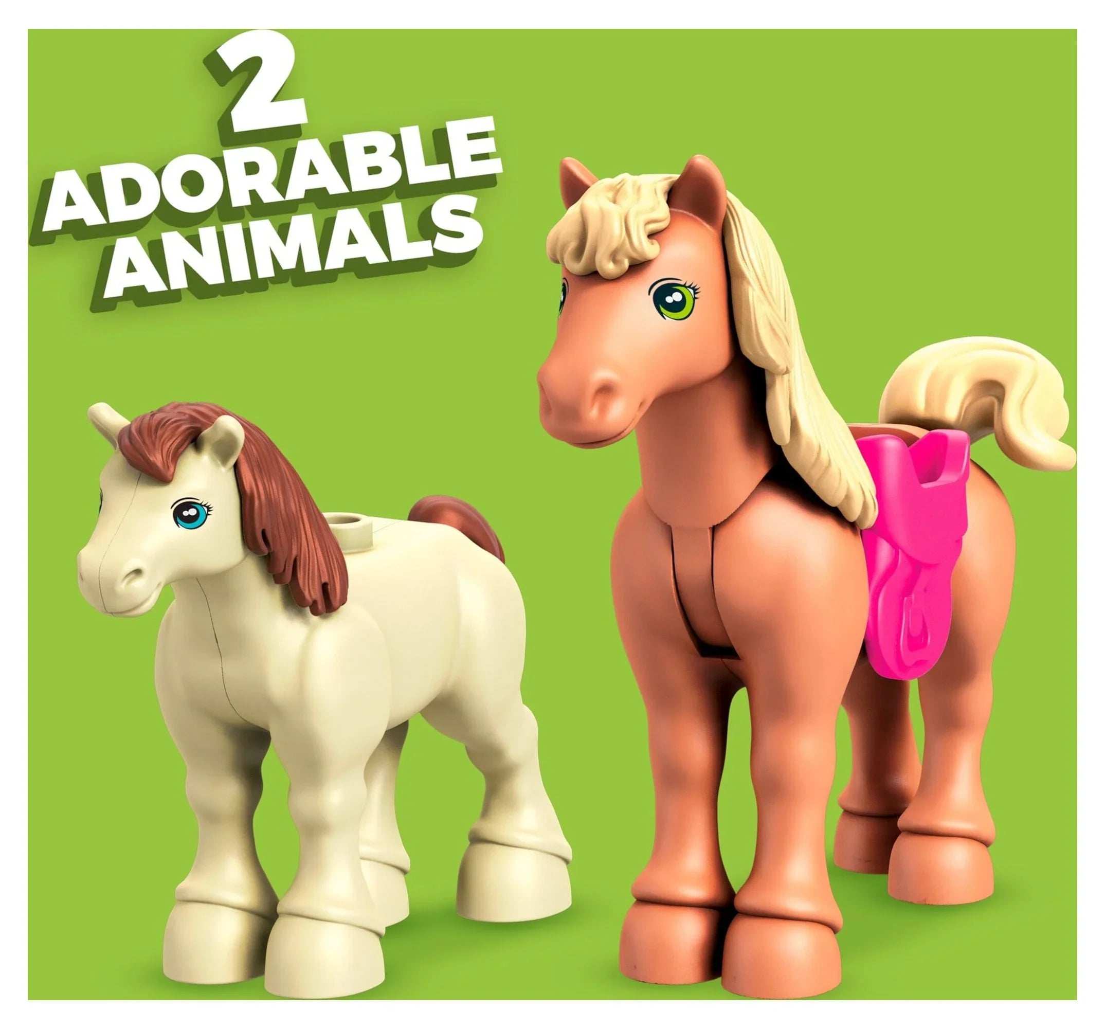 Barbie Building Toy Kit Horse Jumping with 1 Micro-Doll and Horses (73 Pieces)