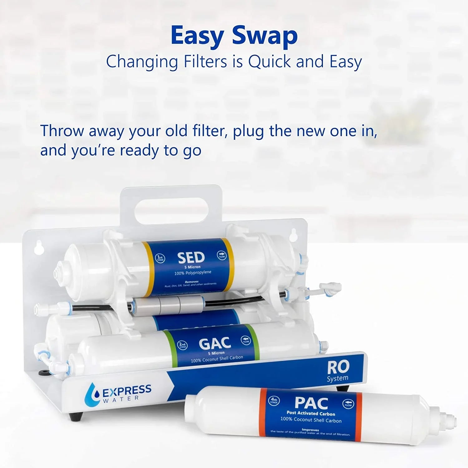 countertop reverse osmosis system replacement filter set  3 inline filters  1?4” quick connect filter cartridges - sediment, gac and pac carbon filters  6 month filter set