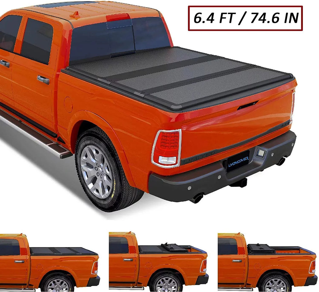 Kikito Professional  Hard Tri-Fold Truck Bed Tonneau Cover for 2003-2024 Ram 1500 2500 3500 6.4ft (74.6in) Bed Without | Rambox & Deckrail System |