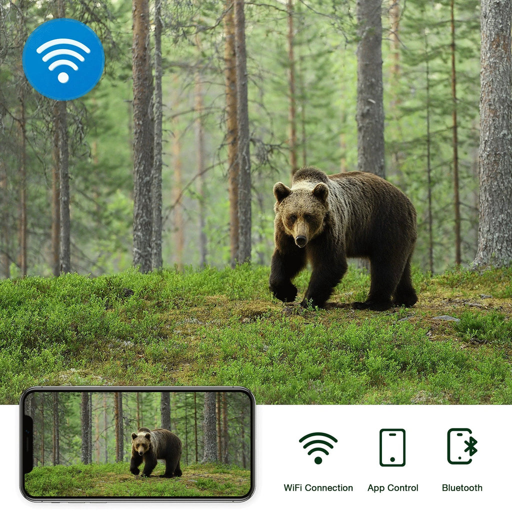 42MP Native 4K 30fps Trail Game Camera WiFi Bluetooth Hunting Deer Camera with Night Vision 3  Sensor Waterproof  Motion Activated 120° Wide Angle Trail Cam for Wildlife Monitoring